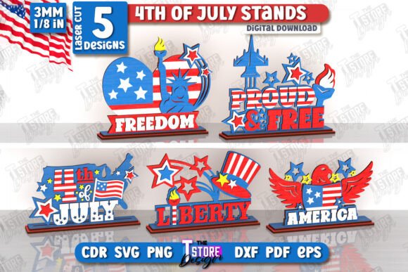 Download 4th of July Stands Laser Cut Bundle |CNC - Stands Collection