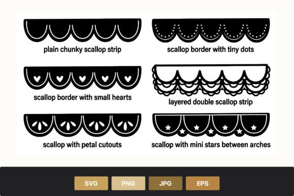 Download Black Scallop Border Strips with Stars - Trip Collection