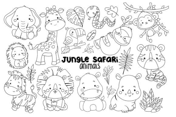 Download Jungle Animal Clipart Coloring - Coloring Collection