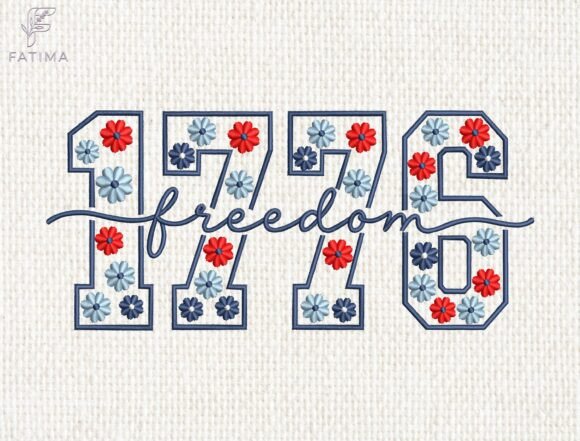 Download 1776 Freedom Floral Embroidery Design - Embroidery design Collection