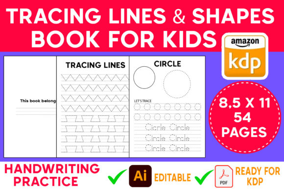 Download Tracing Lines and Shapes Book for KDP - Lines Collection