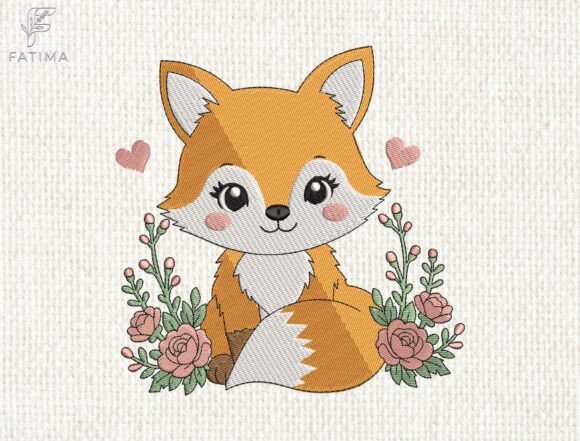 Download Baby Fox Floral Garden Embroidery Design - Embroidery design Collection