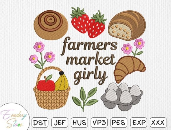 Download Farmers Market Girly Embroidery Design - Embroidery design Collection