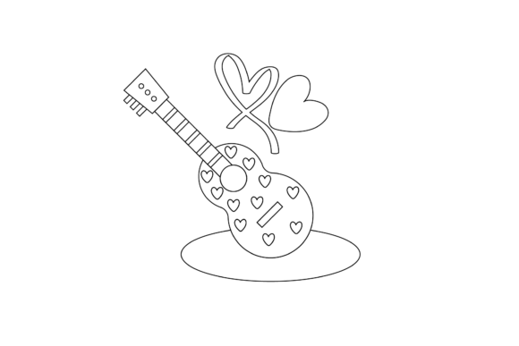 Download Valentine Guitar Coloring Page - Coloring Collection