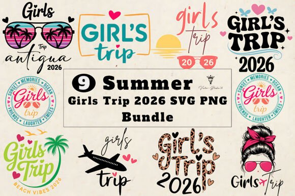 Download Summer Girls Trip 2026 SVG PNG Bundle - Trip Collection