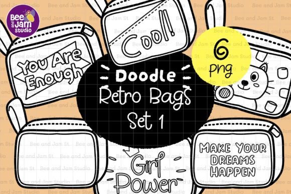 Download KDP Coloring Retro Bags Line Art PNG - Coloring Collection