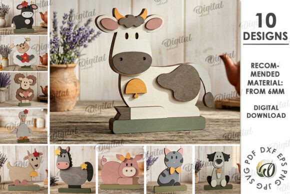 Download Farm Animals Stands Bundle Laser Cut - Stands Collection