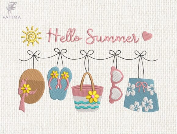 Download Hello Summer Embroidery Design - Embroidery design Collection